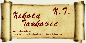Nikola Tomković vizit kartica